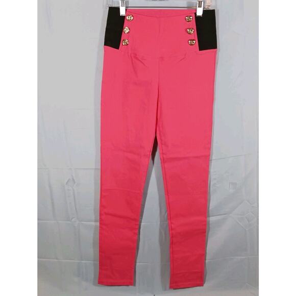 Clothing Ave Dress Pants Women's Large Pink Elastic Waist Button Accent Rayon - Picture 1 of 14